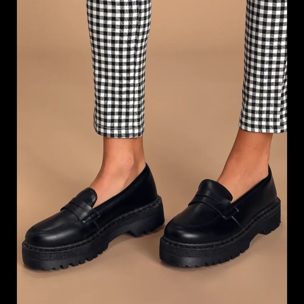 Lulus Maysie Black Flatform Loafers